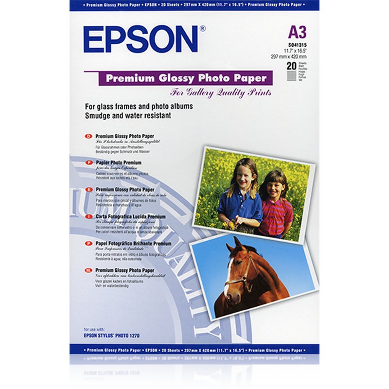 Epson Premium Glossy Photo Paper, DIN A3, 255 g/m², 20 hojas Epson Premium Glossy Photo Paper, DIN A3, 255 g/m², 20 hojas