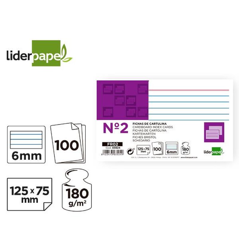 FICHA RAYA N.2 75X125 180G/M2 10 FICHA RAYA N.2 75X125 180G/M2 10