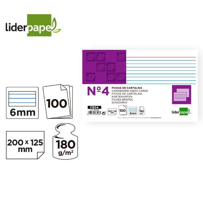 FICHA RAYA N.4 125X200 180G/M2 1 FICHA RAYA N.4 125X200 180G/M2 1