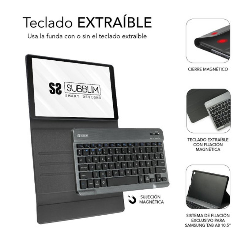 FUNDA TABLET SUBBLIM KEYTAB PRO + TECLADO BLUETOOTH SAMSUNG TAB A9+ 11" BLACK FUNDA TABLET SUBBLIM KEYTAB PRO + TECLADO BLUETOOTH SAMSUNG TAB A9+ 11" BLACK - Imagen 3