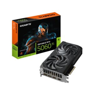 GIGABYTE GeForce RTX 5060 Ti WINDFORCE 8G Tarjeta Gráfica – 8 GB GDDR7, 128 bits, PCI-E 5.0, 2572 MHz Frecuencia del núcleo, 3 x DisplayPort, 1 x HDMI, GV-N506TWF2-8GD