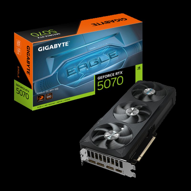 GIGABYTE GeForce RTX 5070 EAGLE OC SFF 12G Tarjeta Gráfica - 12GB GDDR7, 192 bits, PCI-E 5.0, XXXX MHz Core Clock, 3 x DP 2.1a, 1 x HDMI 2.1b, NVIDIA DLSS 4, GV-N5070GAMING OC-12GD