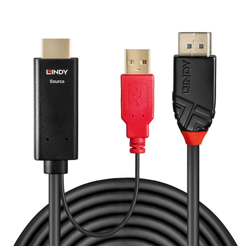 Lindy 41428 adaptador de cable de vídeo 5 m DisplayPort HDMI + USB Negro, Rojo Lindy 41428 adaptador de cable de vídeo 5 m DisplayPort HDMI + USB Negro, Rojo - Imagen 2