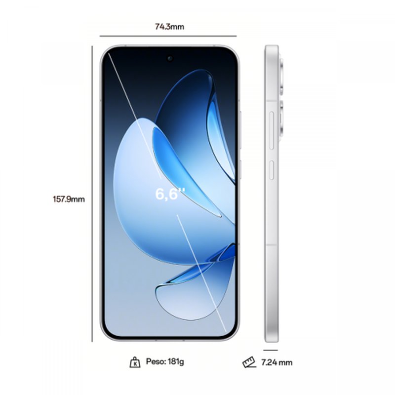 OPPO 13 5G 16,7 cm (6.59") SIM doble Android 15 USB Tipo C 12 GB 256 GB 5600 mAh Blanco - Imagen 3