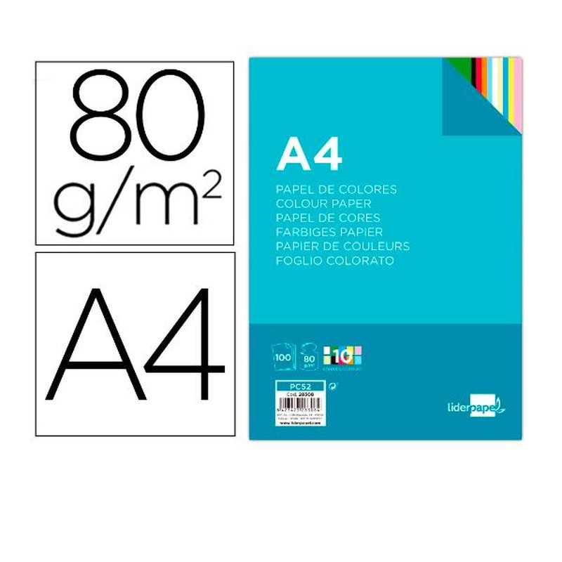 PAPEL COLOR A4 80G/M2 10 100H PAPEL COLOR A4 80G/M2 10 100H