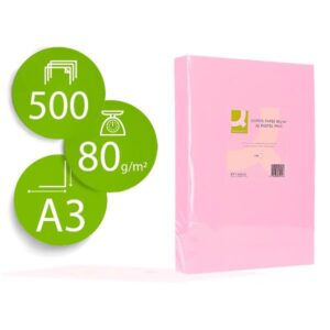 PAPEL Q-CONNECT A3 80GR ROSA 500