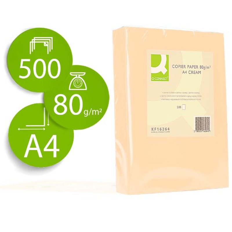 PAPEL Q-CONNECT A4 80GR CREMA 50 PAPEL Q-CONNECT A4 80GR CREMA 50