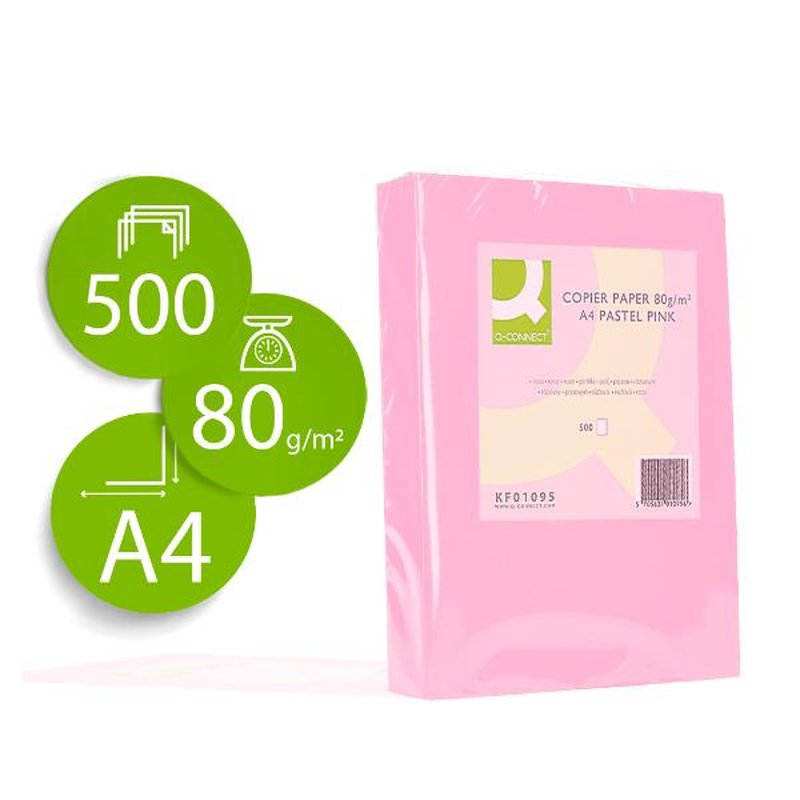 PAPEL Q-CONNECT A4 80GR ROSA 500 PAPEL Q-CONNECT A4 80GR ROSA 500