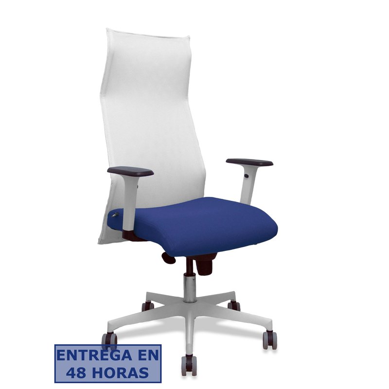 PIQUERAS Y CRESPO Sillon Sahuco blanco bali azul oscuro brazos blancos base blanca ruedas parque 65mm PIQUERAS Y CRESPO Sillon Sahuco blanco bali azul oscuro brazos blancos base blanca ruedas parque 65mm