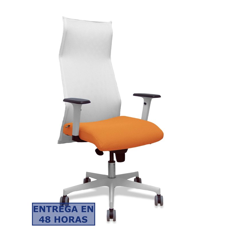 PIQUERAS Y CRESPO Sillon Sahuco blanco bali naranja brazos blancos base blanca ruedas parque 65mm PIQUERAS Y CRESPO Sillon Sahuco blanco bali naranja brazos blancos base blanca ruedas parque 65mm