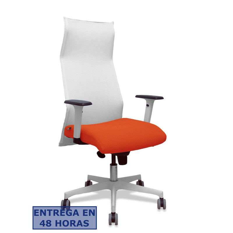 PIQUERAS Y CRESPO Sillon Sahuco blanco bali naranja oscuro brazos blancos base blanca ruedas parque 65mm PIQUERAS Y CRESPO Sillon Sahuco blanco bali naranja oscuro brazos blancos base blanca ruedas parque 65mm