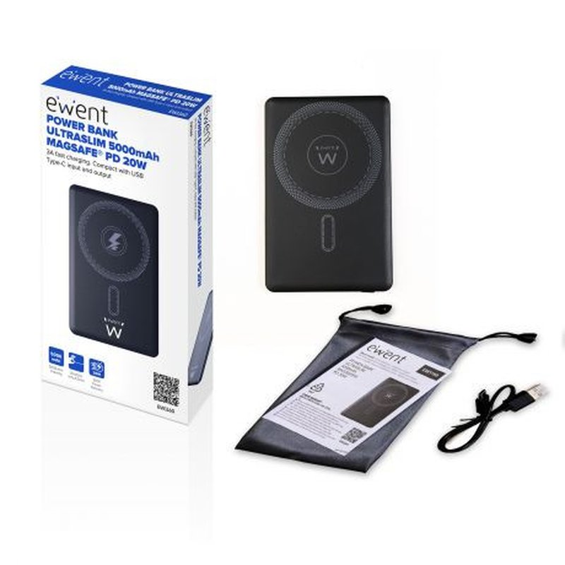 Ewent UltraSlim 5000mAh MagSafe PD 22.5W Power Bank Ewent UltraSlim 5000mAh MagSafe PD 22.5W Power Bank - Imagen 2