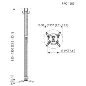 PPC 1585 Proj ceiling mt850-1350mm White