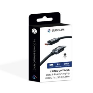 SUBBLIM CABLE OPTIMUS 60W C-C 1m BLACK SUBBLIM CABLE OPTIMUS 60W C-C 1m BLACK