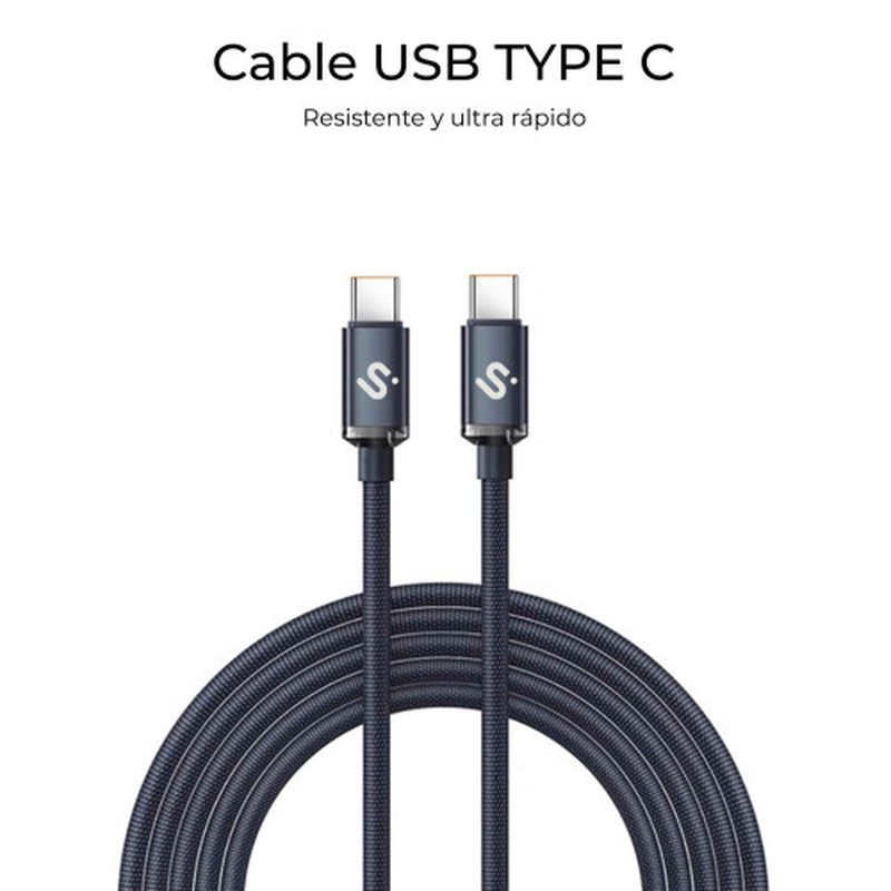 SUBBLIM CABLE OPTIMUS 60W C-C 2m BLACK SUBBLIM CABLE OPTIMUS 60W C-C 2m BLACK - Imagen 4
