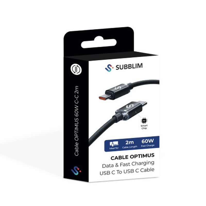 SUBBLIM CABLE OPTIMUS 60W C-C 2m BLACK SUBBLIM CABLE OPTIMUS 60W C-C 2m BLACK - Imagen 6