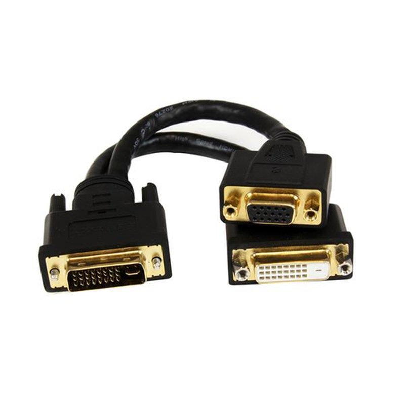 StarTech.com Cable Divisor de 20cm DVI-I Macho a DVI-D y VGA Hembra - Splitter para Terminales Wyse