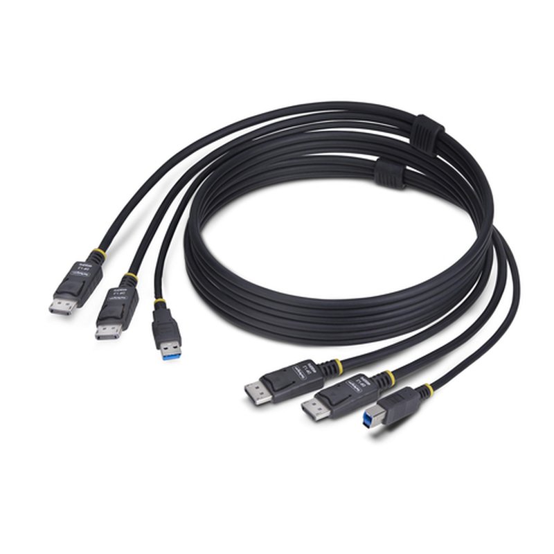 StarTech.com Cable KVM DisplayPort de Doble Pantalla con USB 5Gbps de 1,8m - 4K 60Hz - DP 1.2 - Cable para Conmutador KVM para Dos Monitores StarTech.com Cable KVM DisplayPort de Doble Pantalla con USB 5Gbps de 1,8m - 4K 60Hz - DP 1.2 - Cable para Conmutador KVM para Dos Monitores