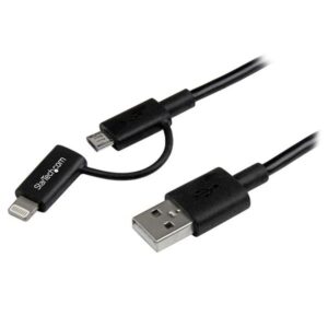 StarTech.com Cable de 1m Apple Lightning o Micro USB a USB - Negro