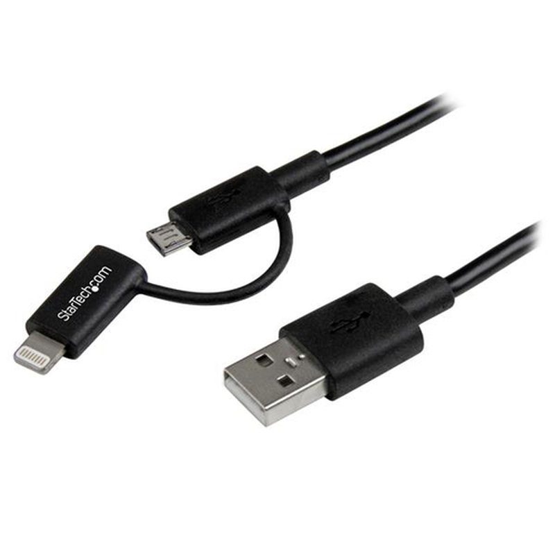 StarTech.com Cable de 1m Apple Lightning o Micro USB a USB - Negro StarTech.com Cable de 1m Apple Lightning o Micro USB a USB - Negro
