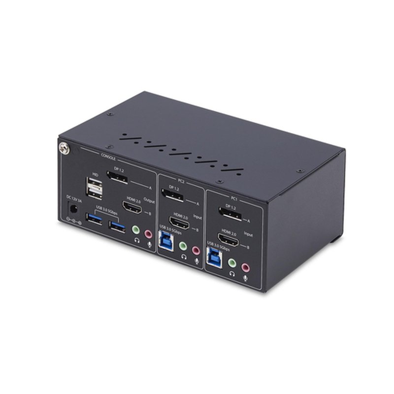 StarTech.com Switch KVM de 2 Puertos DisplayPort HDMI - Conmutador KVM de Dos Monitores - Hub Ladrón USB 2 Puertos 5Gbps - 2 Puertos USB HID - Teclas de Acceso Rápido - TAA - Imagen 2