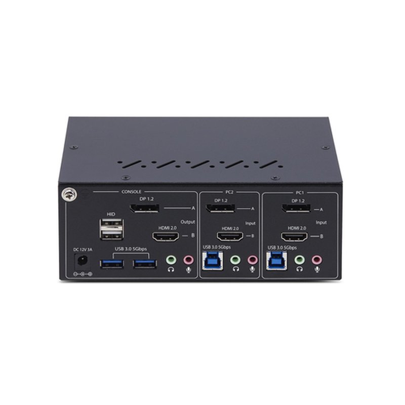 StarTech.com Switch KVM de 2 Puertos DisplayPort HDMI - Conmutador KVM de Dos Monitores - Hub Ladrón USB 2 Puertos 5Gbps - 2 Puertos USB HID - Teclas de Acceso Rápido - TAA - Imagen 4
