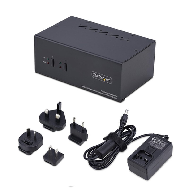 StarTech.com Switch KVM de 2 Puertos DisplayPort HDMI - Conmutador KVM de Dos Monitores - Hub Ladrón USB 2 Puertos 5Gbps - 2 Puertos USB HID - Teclas de Acceso Rápido - TAA - Imagen 6