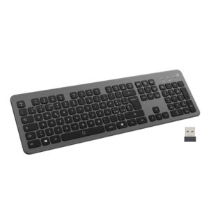 Ewent EW3296 teclado Universal RF inalámbrica + USB QWERTY Español Negro, Gris
