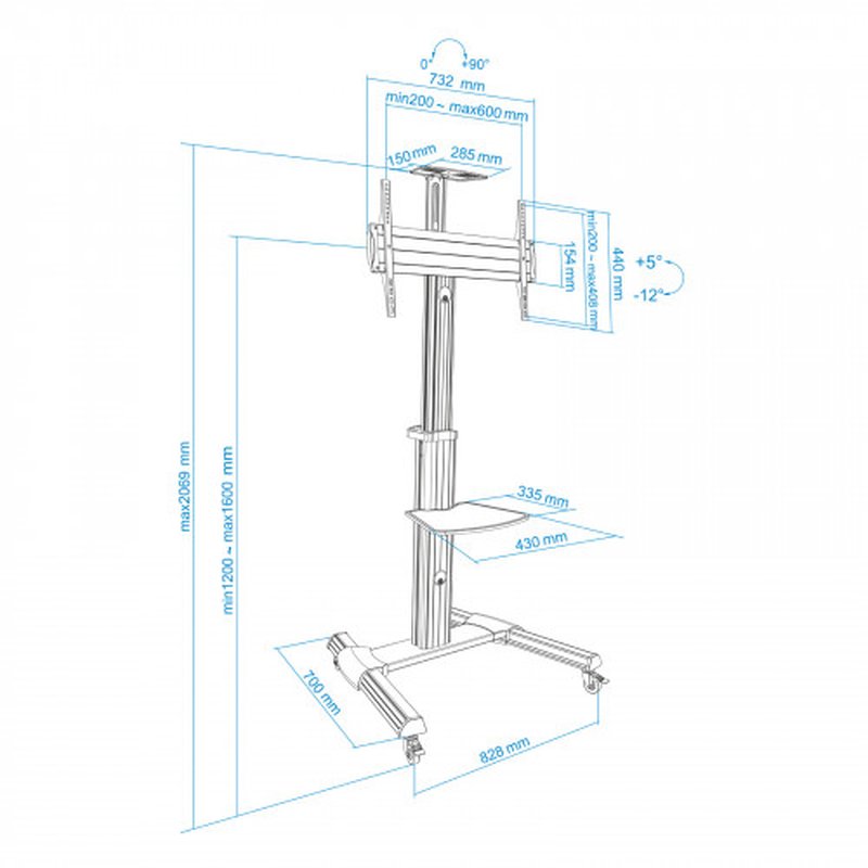 TooQ FS1870M-B soporte para pantalla de señalización 94 cm (37") Negro, Plata - Imagen 11
