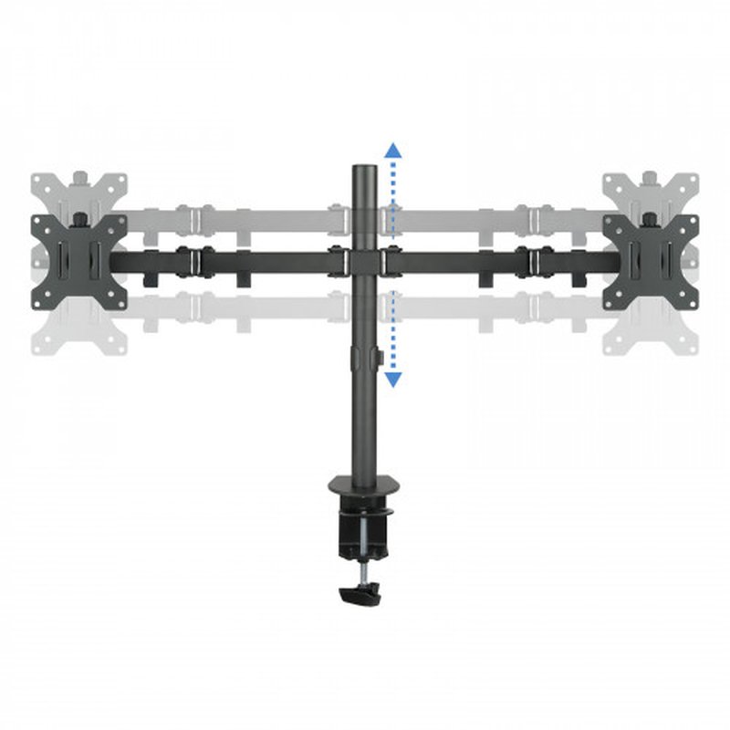TooQ Soporte de Mesa Giratorio e Inclinable para 2 Pantallas (Monitor / TV Plasma / LCD / LED) 13” – 32”, de Dos Brazos, Negro - Imagen 2