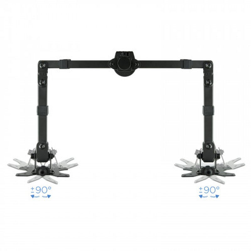 TooQ Soporte de Mesa Giratorio e Inclinable para 2 Pantallas (Monitor / TV Plasma / LCD / LED) 13” – 32”, de Dos Brazos, Negro - Imagen 5