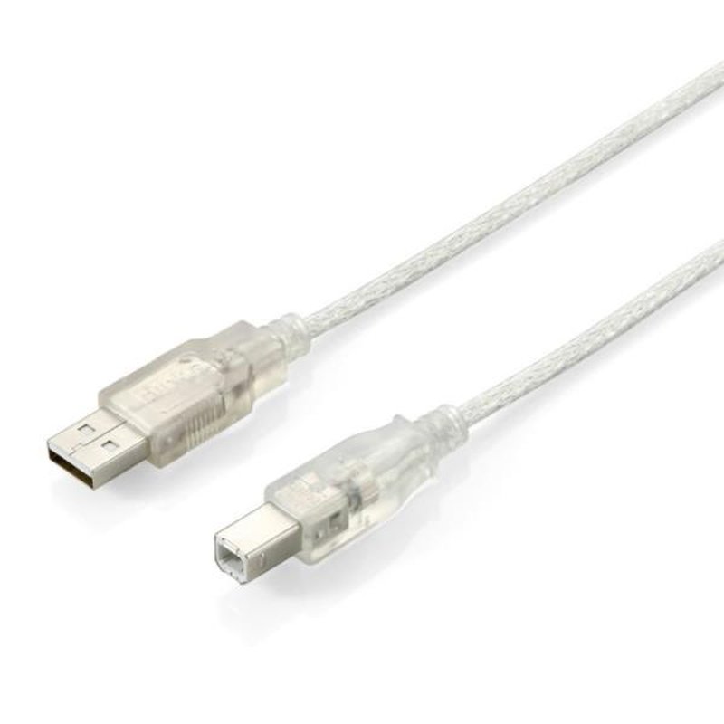 Equip 128650 Cable USB 2.0 Tipo A a Tipo B, 1,8 m , Plata transparente
