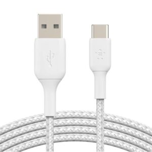 USB-A to USB-C Cable Braided 1M White