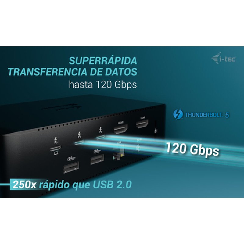 i-tec Thunderbolt5 Quattro Display Docking Station, 5x USB, 2.5 GLAN + Power Delivery 140W - Imagen 13