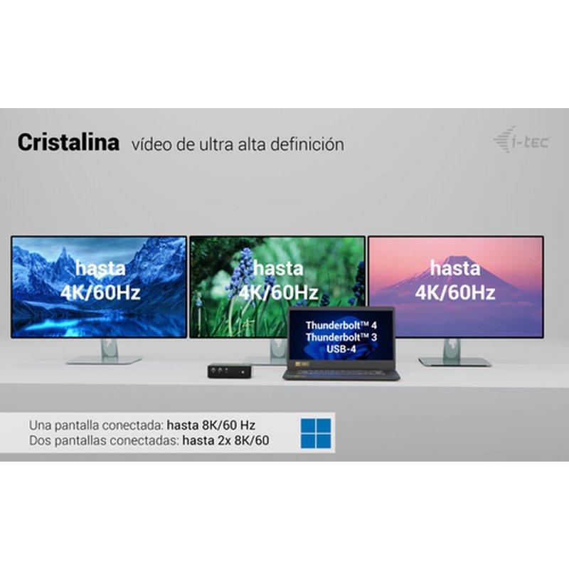 i-tec Thunderbolt5 Quattro Display Docking Station, 5x USB, 2.5 GLAN + Power Delivery 140W - Imagen 7