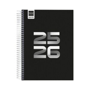 AGENDA ESCOLAR 2025-2026 COOL 4º 155X212 1DIA PAGINA NEGRO+ FINOCAM 645060326