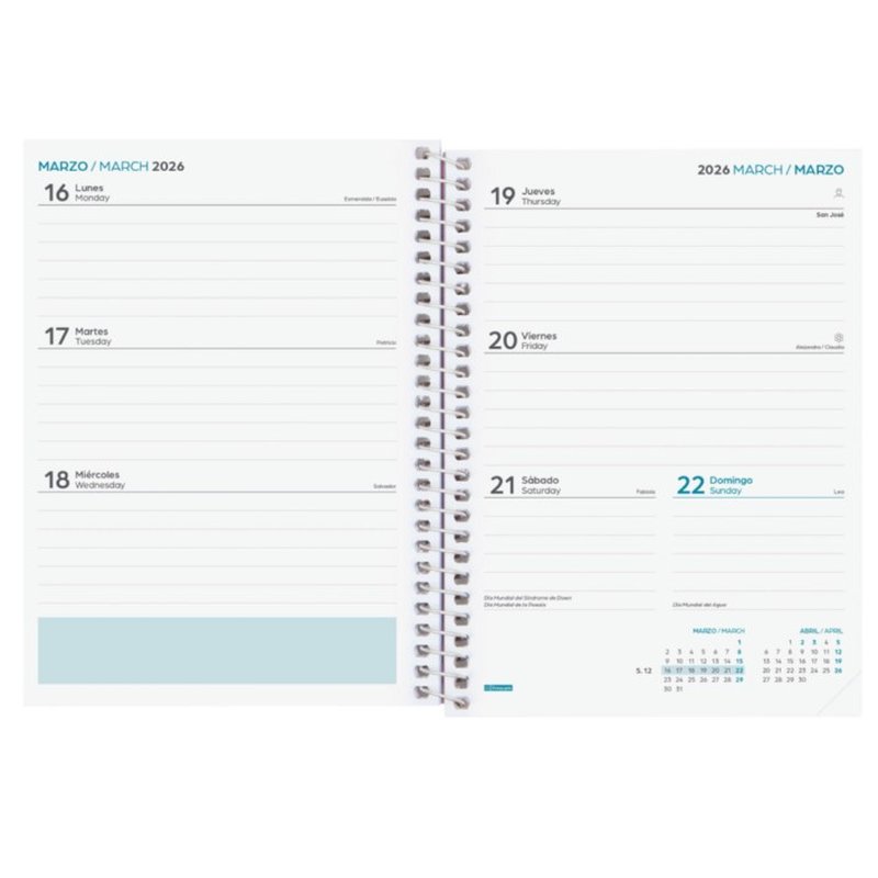 AGENDA ESCOLAR 2025-2026 COOL 8º 120X164 SEMANA VISTA HORIZONTAL AZUL+ FINOCAM 645000126