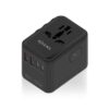 AISENS Adaptador Enchufe Universal Para Viaje EU/USA/UK/AU Con Cargador USB GaN, 2xUSB-A QC3.0, 2xUSB-C PD3.0 25W, Negro