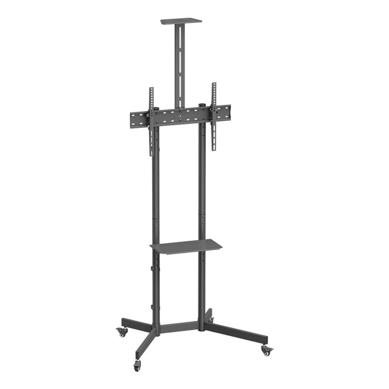 AISENS Soporte De Suelo Eco Con Rueda, Bandeja Para DVD Y Soporte De Cámara Para Monitor/TV 45kg De 37-70, Negro AISENS Soporte De Suelo Eco Con Rueda, Bandeja Para DVD Y Soporte De Cámara Para Monitor/TV 45kg De 37-70, Negro