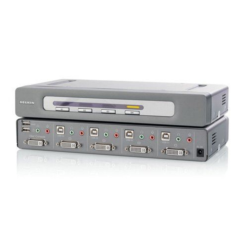 Belkin OmniView® Secure DVI-D Dual-Link 4-Port KVM Switch interruptor KVM Montaje en rack Gris