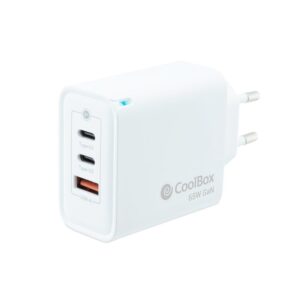 CARGADOR USB-C COOLBOX 65W GAN 1XUSB 2XUSB-C WHITE