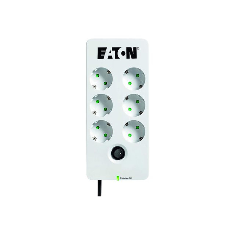 Eaton PB6D limitador de tensión Negro, Blanco 6 salidas AC 220 - 250 V 1,5 m