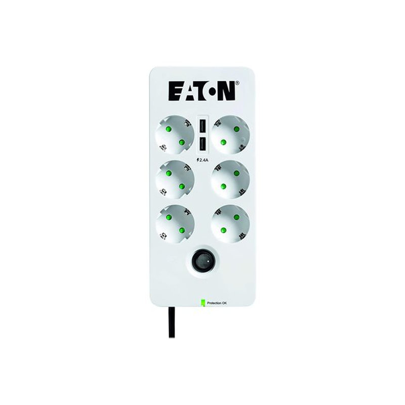 Eaton PB6TUD limitador de tensión Negro, Blanco 6 salidas AC 220 - 250 V 1,5 m