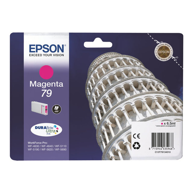 Epson 79 - 6.5 ml - magenta - original - cartucho de tinta - para WorkForce Pro WF-4630DWF, WF-4640DTWF, WF-5110DW, WF-5190DW, WF-5620DWF, WF-5690DWF Epson 79 - 6.5 ml - magenta - original - cartucho de tinta - para WorkForce Pro WF-4630DWF, WF-4640DTWF, WF-5110DW, WF-5190DW, WF-5620DWF, WF-5690DWF