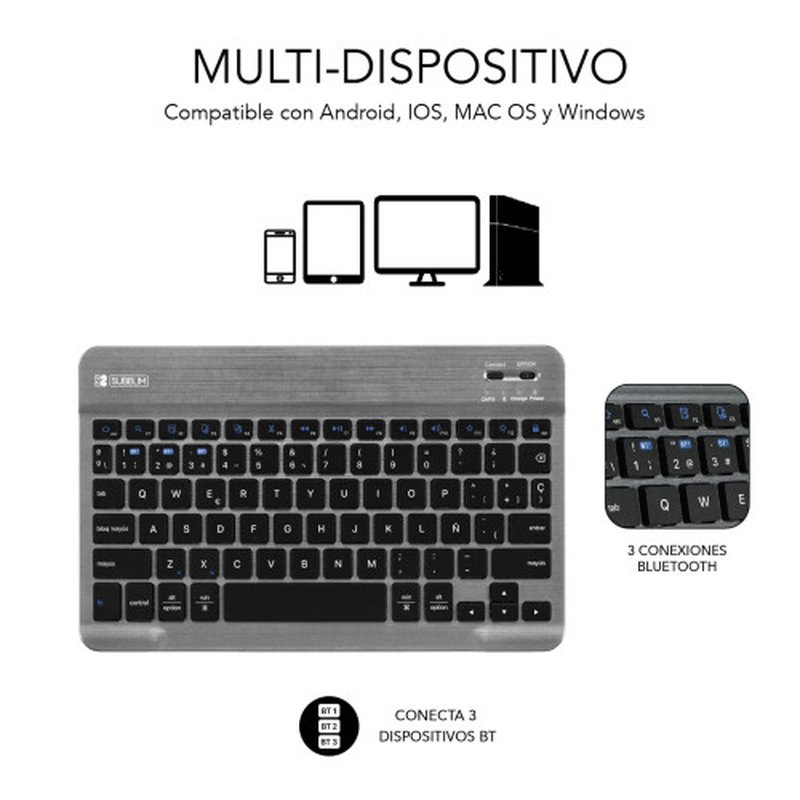 FUNDA TABLET SUBBLIM KEYTAB PRO + TECLADO BLUETOOTH SAMSUNG TAB A9+ 11" BLACK - Imagen 2