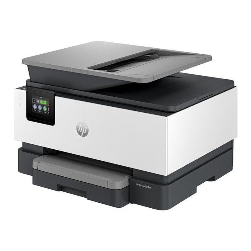 HP OfficeJet Pro Impresora multifunción 9120b, Color, Impresora para Home y Home Office, Imprima, copie, escanee y envíe por fax, Conexión inalámbrica; Impresión a doble cara; Escaneado a doble cara; Escanear a correo electrónico; Escanear a PDF; Fax; Puerto frontal de unidad flash USB; Pantalla táctil; Impresión desde móvil o tablet; Alimentador automático de documentos
