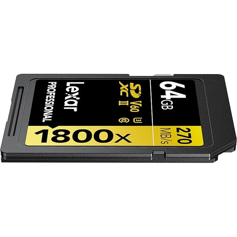 LEXAR 64GB PROFESSIONAL 1800X SDXC UHS-II CARDS,  UP TO 280MB/S READ 210MB/S WRITE C10 V60 U3 - Imagen 2