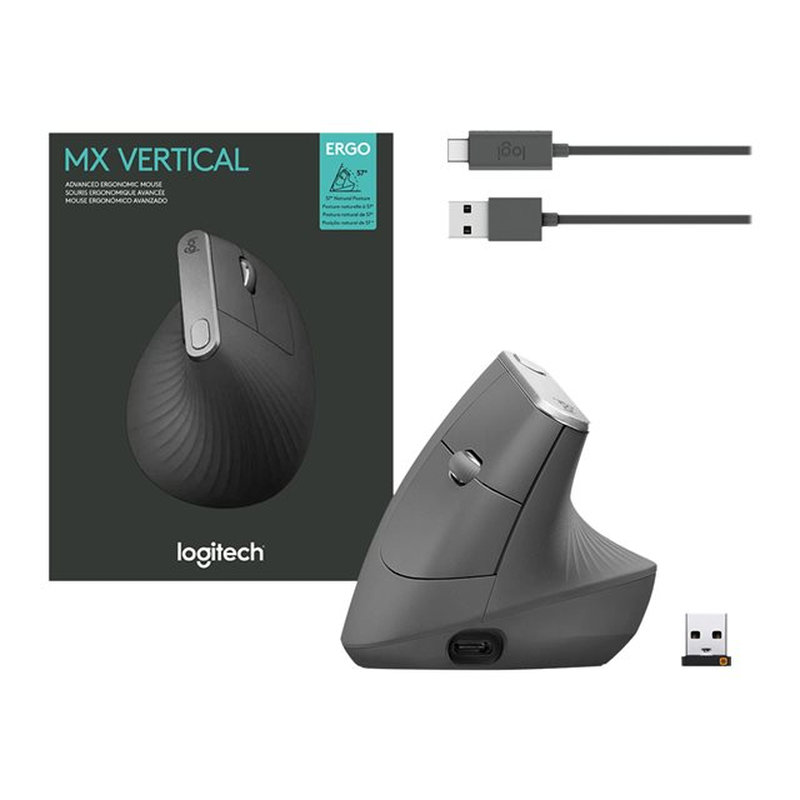 Logitech MX Vertical ratón mano derecha RF Wireless + Bluetooth Óptico 4000 DPI - Imagen 5