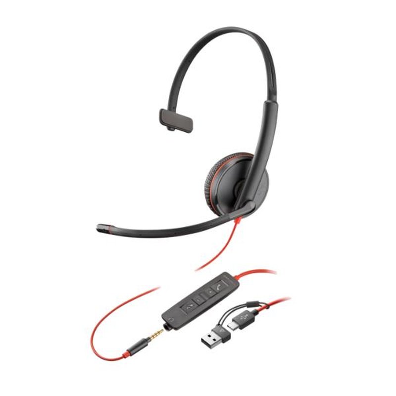 POLY Auriculares Blackwire 3215 monaural USB-C + conector de 3,5 mm + adaptador USB-C/A (paquete) POLY Auriculares Blackwire 3215 monaural USB-C + conector de 3,5 mm + adaptador USB-C/A (paquete)