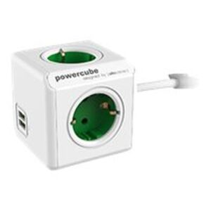 PowerCube Ext 2USB Green 1.5m 4outlet